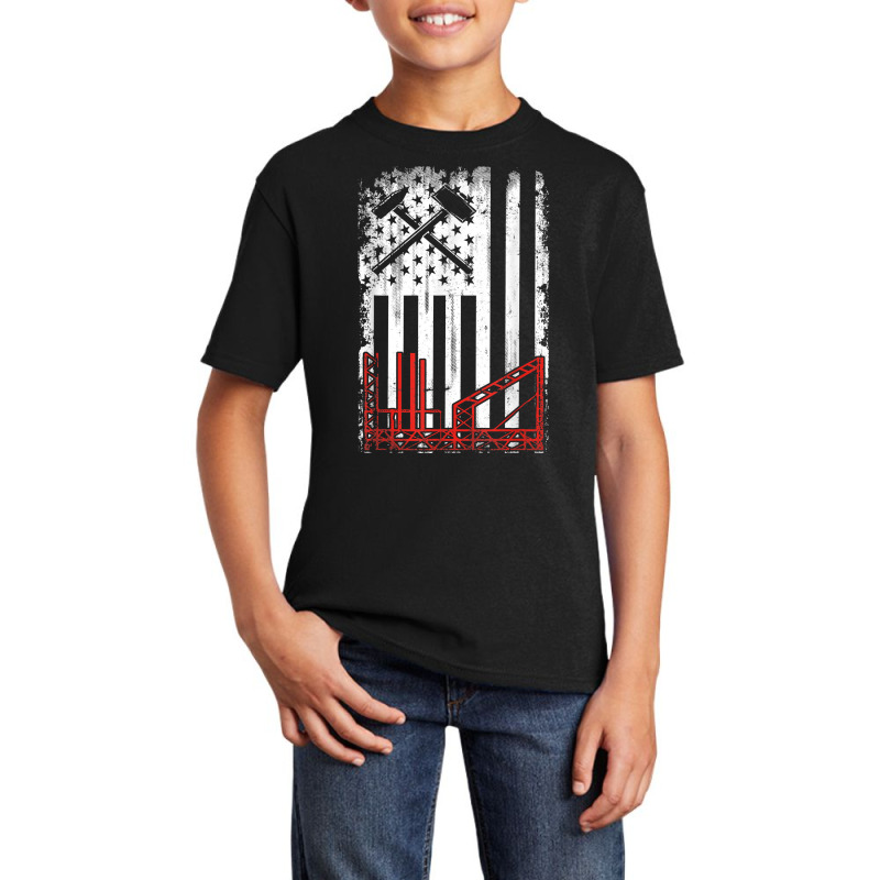 Vintage Usa Ironworker American Flag Iron Worker Patriotic T Shirt Basic Youth T-shirt by daecuvifysha | Artistshot