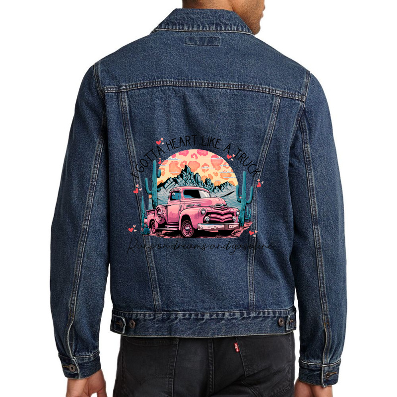 Retro Desert Cactus Got A Heart Like Truck Western Men Denim Jacket | Artistshot