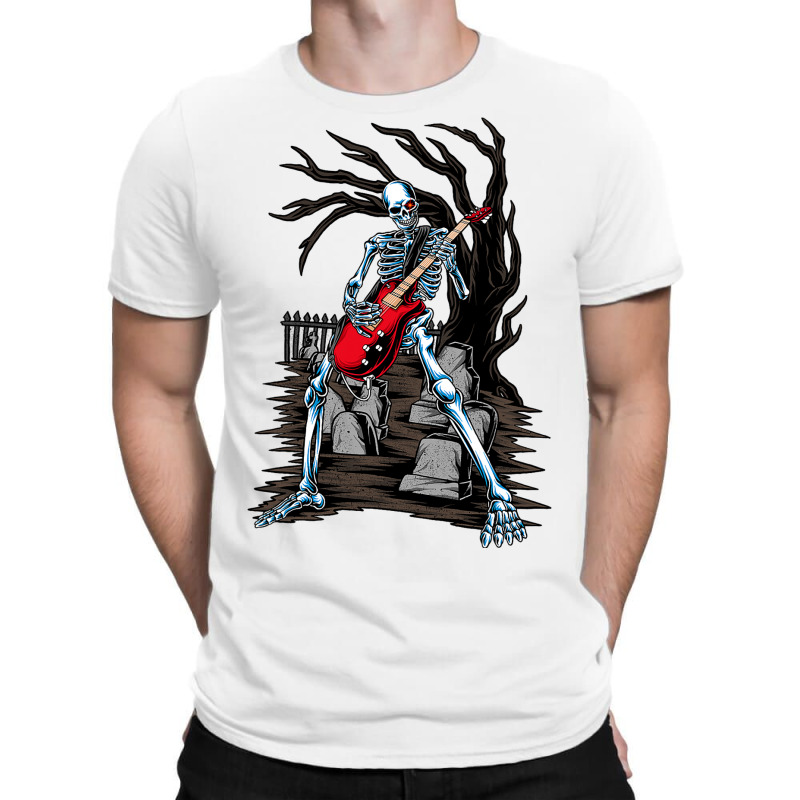 Skeleton Playing Guitar Electric Acoustic Hallowee T-Shirt by KeziahSingleta | Artistshot