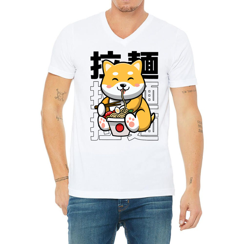 Ramen Dog Kawaii Harajuku Cute Shiba Ramen Noodles V-neck Tee | Artistshot