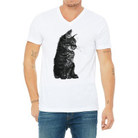 Small Baby Cat Kitten Hoodie Black White V-neck Tee | Artistshot