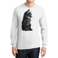 Small Baby Cat Kitten Hoodie Black White Long Sleeve Shirts | Artistshot