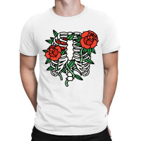 Skeleton Rib Cage Roses Floral Flower Skull Funny  T-shirt | Artistshot