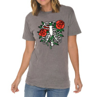 Skeleton Rib Cage Roses Floral Flower Skull Funny  Vintage T-shirt | Artistshot