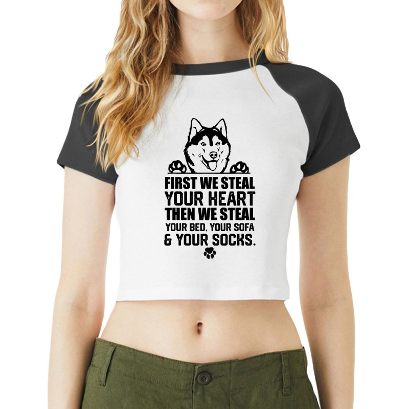 Siberian Husky Steal Your Heart Steal Your Bed Sof Raglan Crop Top by Vibrantora | Artistshot