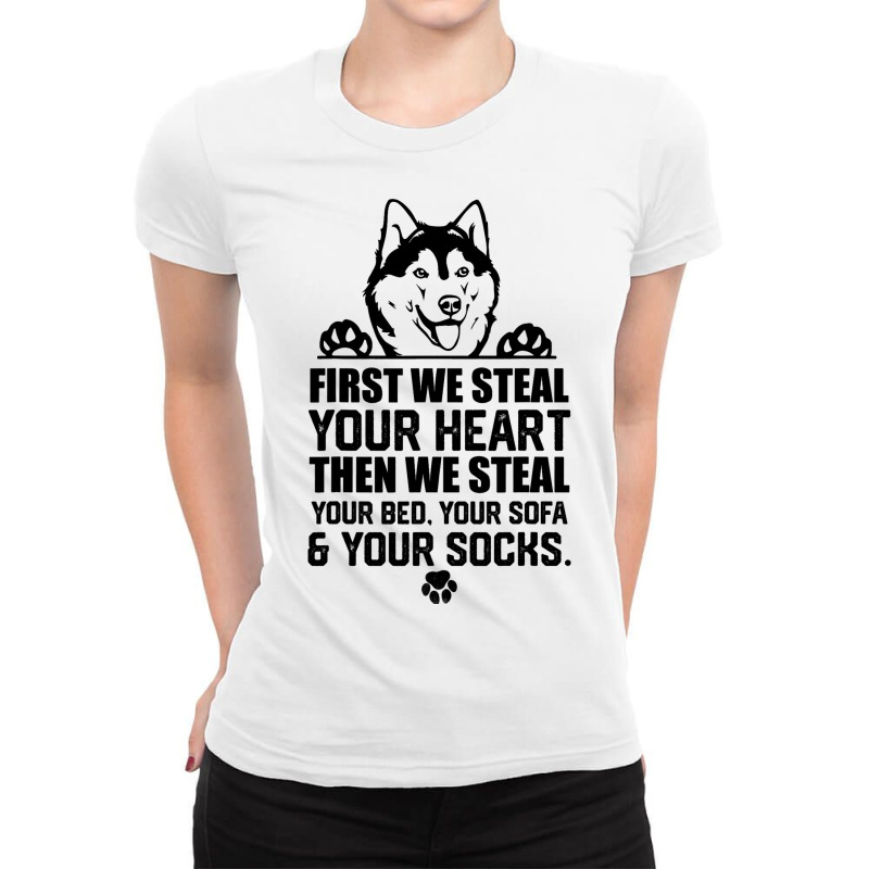 Siberian Husky Steal Your Heart Steal Your Bed Sof Ladies Fitted T-Shirt by Vibrantora | Artistshot