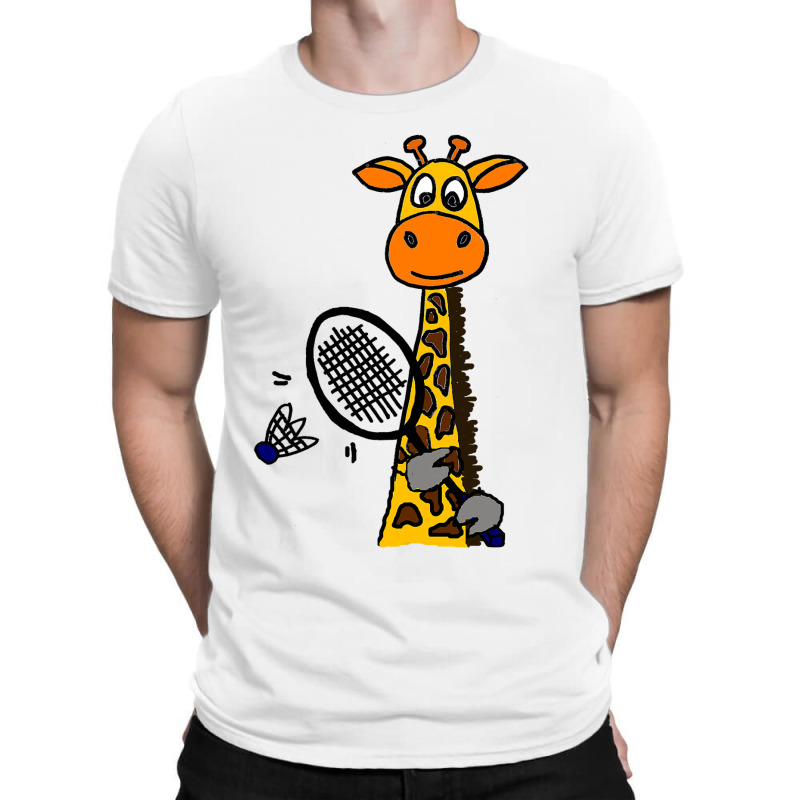 Smilemoreteesa Funny Giraffe Playing Badminton Car T-shirt | Artistshot