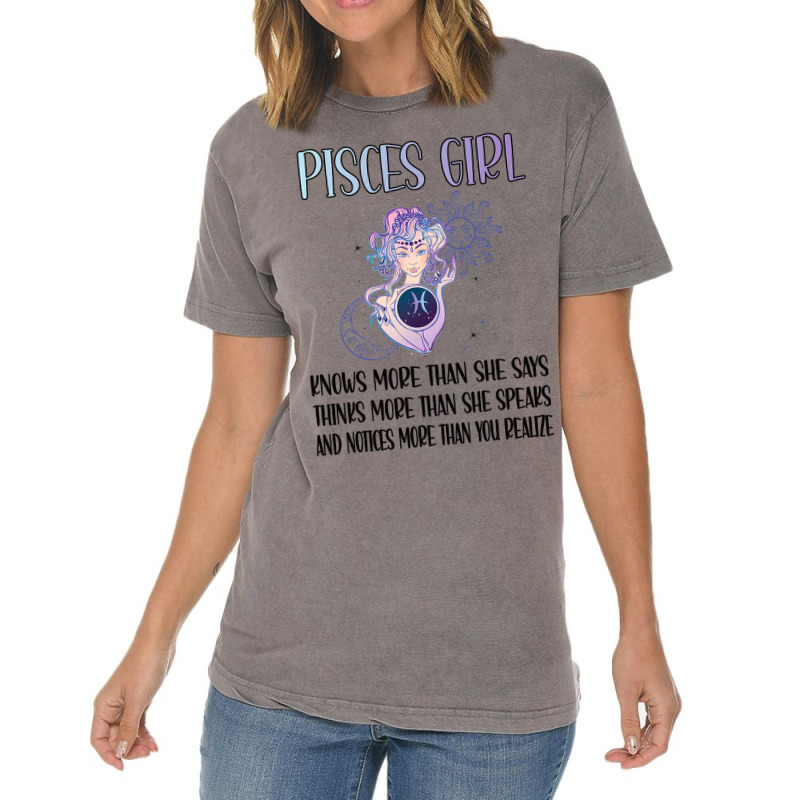 Pisces Zodiac Sign Girl Pisces Horoscope Astrology Vintage T-shirt | Artistshot