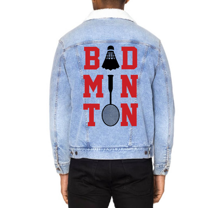 Retro Graphic Badminton Player Shuttlecock Player  Unisex Sherpa-lined Denim Jacket | Artistshot