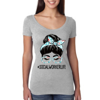 Social Worker Week Appreciation Day Women Messy Bu Women's Triblend Scoop T-shirt | Artistshot