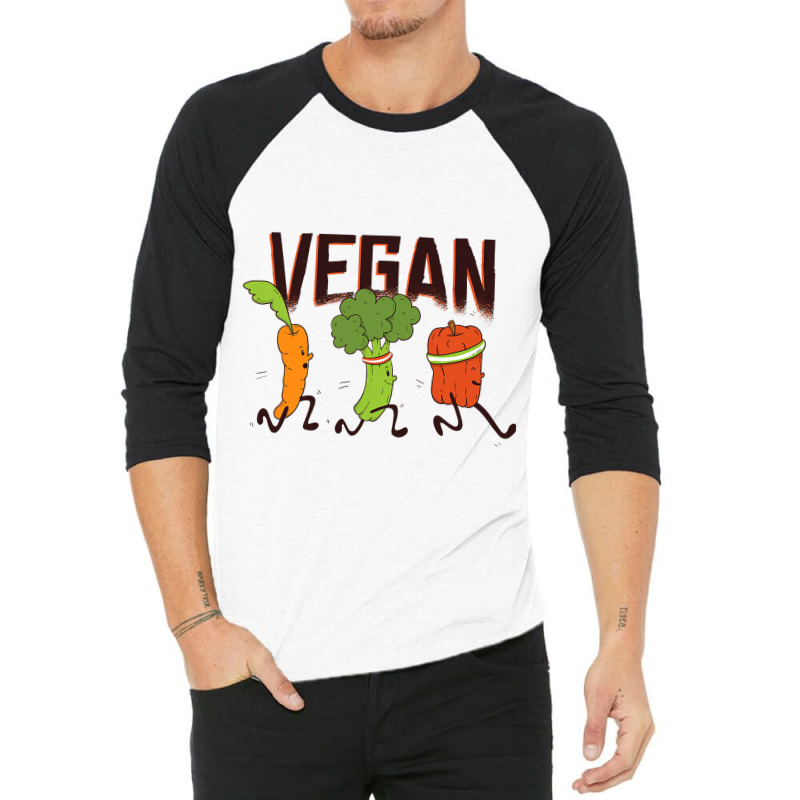 Plant Vegetarian Tomato Run Carrot Broccoli Vegeta 3/4 Sleeve Shirt | Artistshot