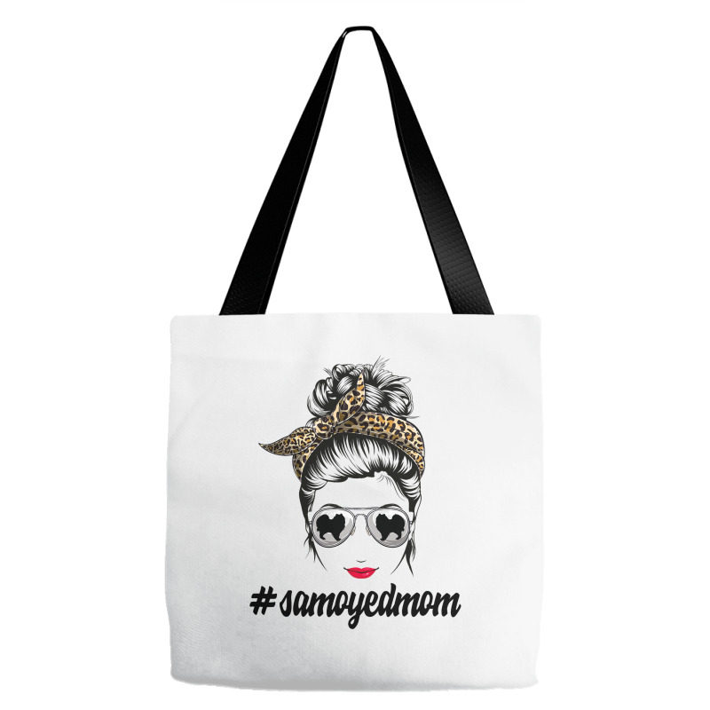 Samoyed Dog Mom Messy Bun Leopard Women Puppy Pet  Tote Bags | Artistshot