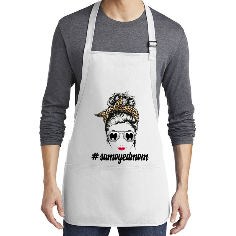 Samoyed Dog Mom Messy Bun Leopard Women Puppy Pet  Medium-length Apron | Artistshot