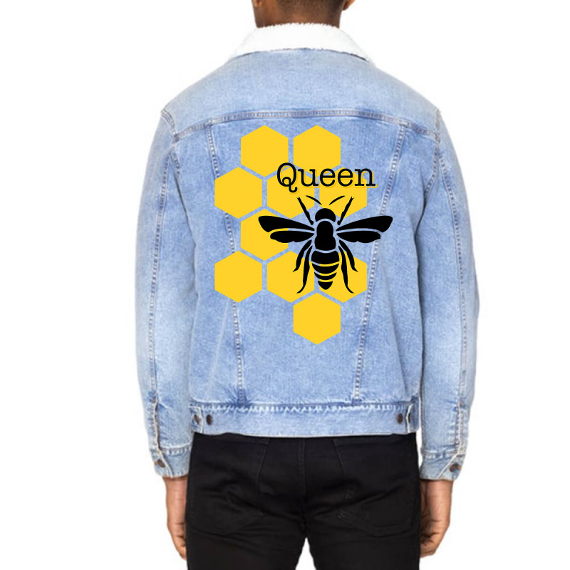 Queen Bee With Honeycomb For Her Royal Highness Unisex Sherpa-lined Denim Jacket | Artistshot