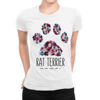 Rat Terrier Mama Floral Paw Dog Mom3 Ladies Fitted T-shirt | Artistshot