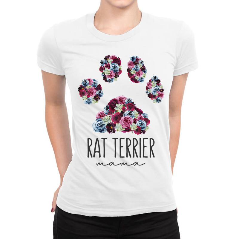 Rat Terrier Mama Floral Paw Dog Mom3 Ladies Fitted T-Shirt by NouraMetcalfe | Artistshot