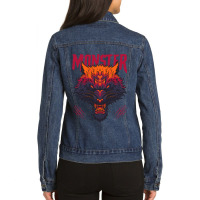 Wolf Head Vector Illustration Design With High Det Ladies Denim Jacket | Artistshot