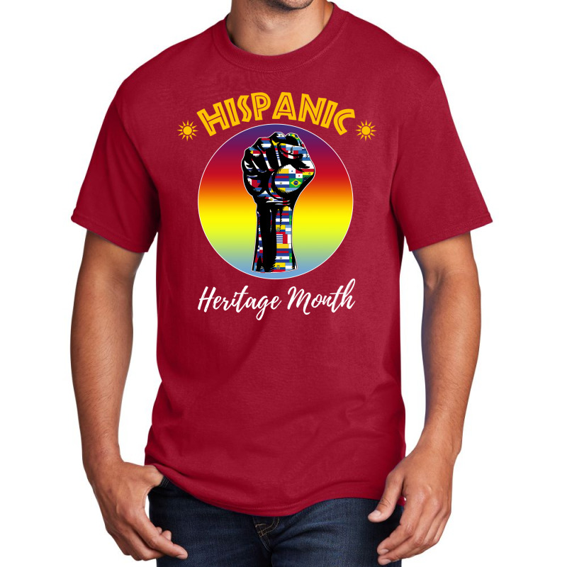 Hispanic Heritage Month Colorful Countries Flags Latinx Hand T Shirt 1 Basic T-shirt by wilber.bourque | Artistshot