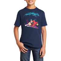 Surfer Boy Surfing Pizza Matching Cute Pizza Delivery Basic Youth T-shirt | Artistshot