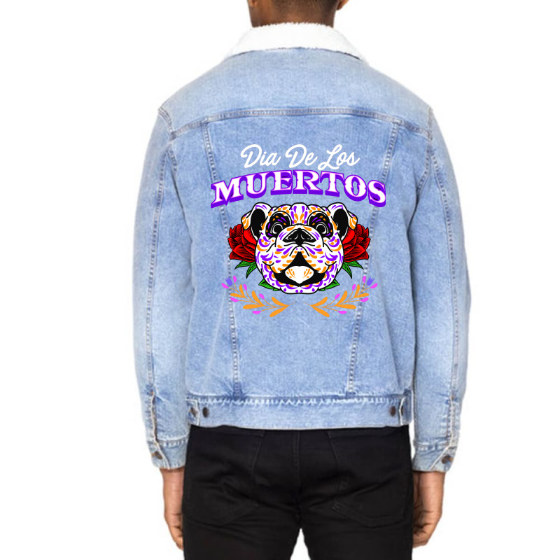 Vector Decorative Dog Head Day Of The Dead Mexico Unisex Sherpa-lined Denim Jacket | Artistshot