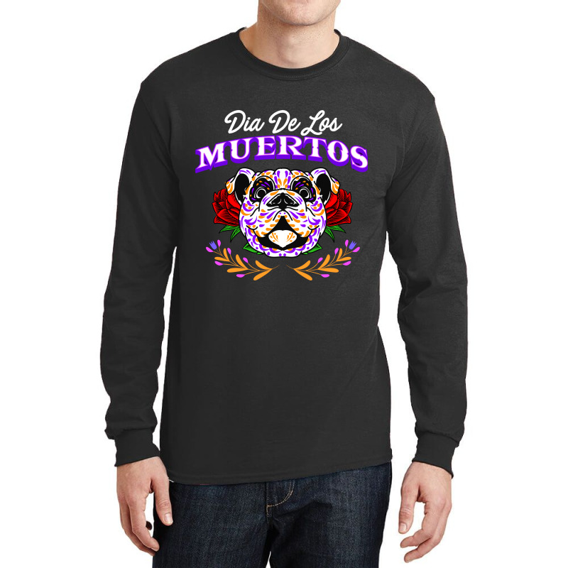 Vector Decorative Dog Head Day Of The Dead Mexico Long Sleeve Shirts | Artistshot