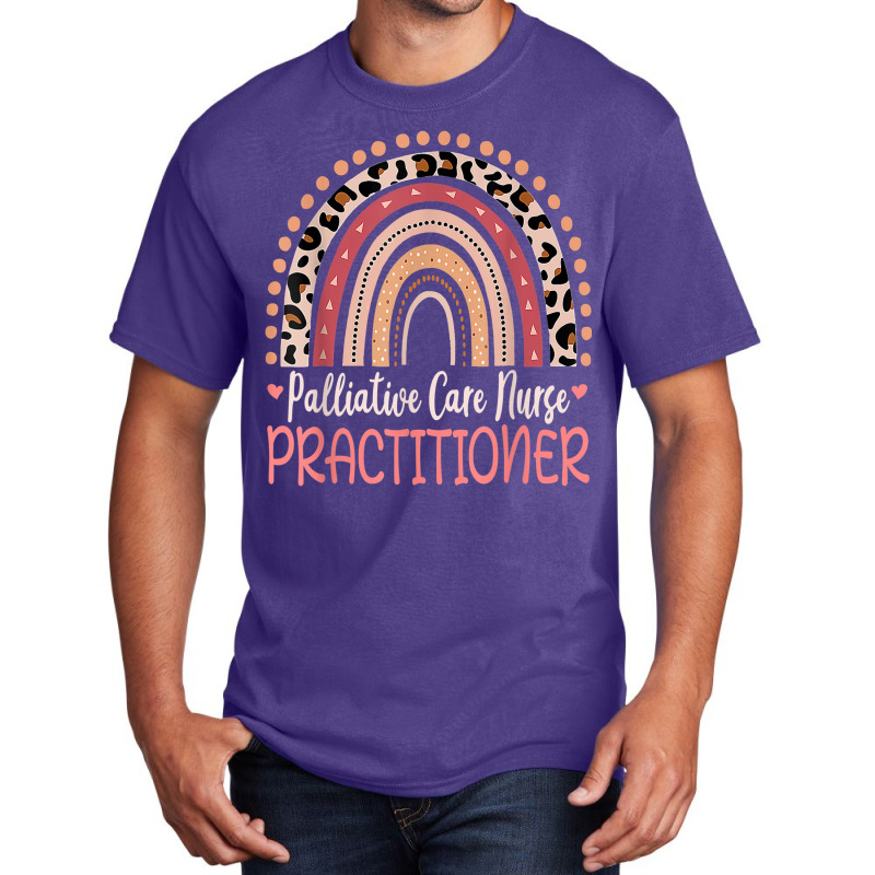 Palliative Care Nurse Practitioner Leopard Rainbow Basic T-shirt | Artistshot