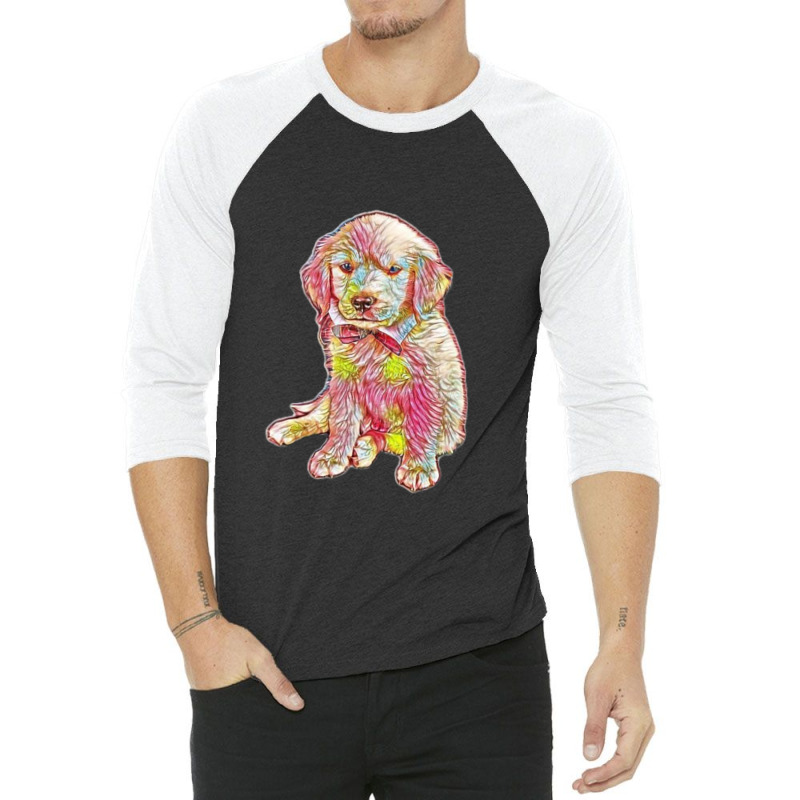 Golden Retriever Puppy Wearin 3/4 Sleeve Shirt | Artistshot