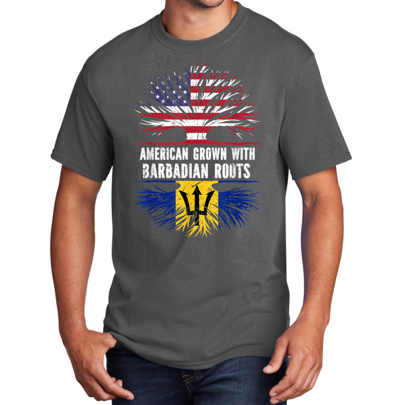 American Grown With Barbadian Roots Usa Flag Barbados Basic T-shirt by pennyWelborn | Artistshot