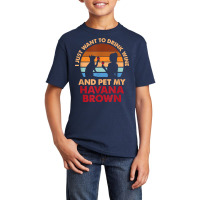 10508300052^drink Wine And Pet My Havana Brown Cat^funny^dog T Shirt Basic Youth T-shirt | Artistshot