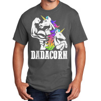 Manly Unicorn Muscle Dad And Daughter Dadacorn Fathers Day Tank Top Basic T-shirt | Artistshot