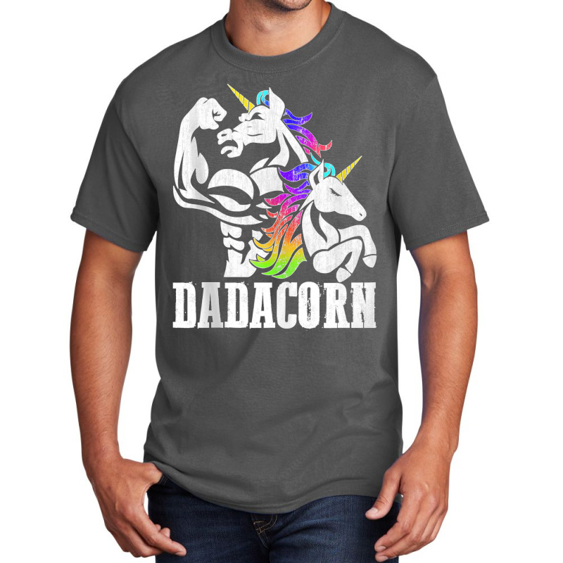 Manly Unicorn Muscle Dad And Daughter Dadacorn Fathers Day Tank Top Basic T-shirt | Artistshot