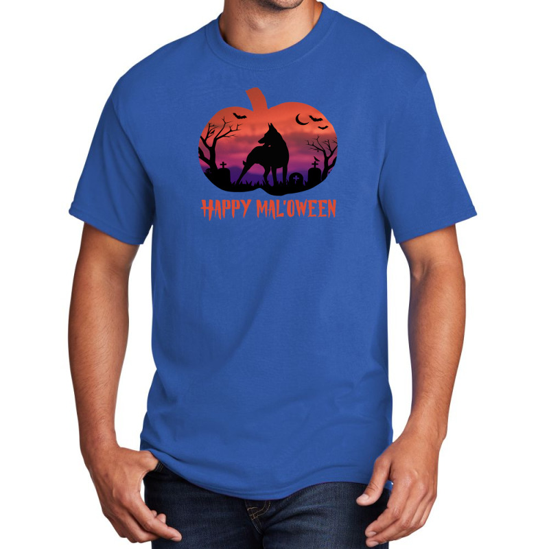 Happy Mal'oween - Belgian Malinois Halloween Dog Gift Basic T-shirt by KennethSteele | Artistshot