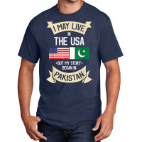 Pakistan American Flag Usa Pakistani Roots Gifts Basic T-shirt | Artistshot