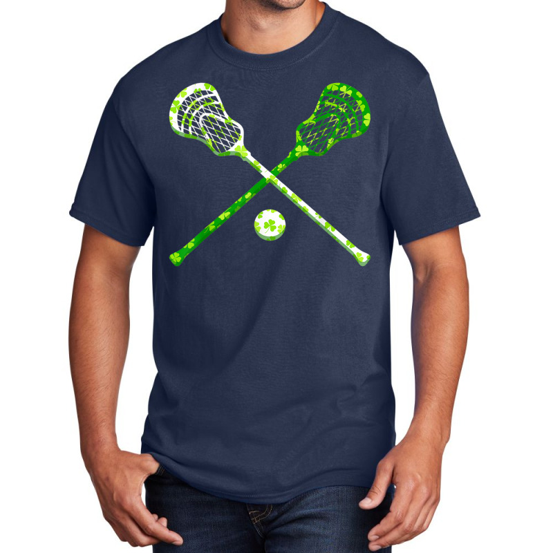 Funny Lacrosse St Patricks Day Boys Men Shamrock Ball T Shirt Basic T-shirt by cm-arts | Artistshot