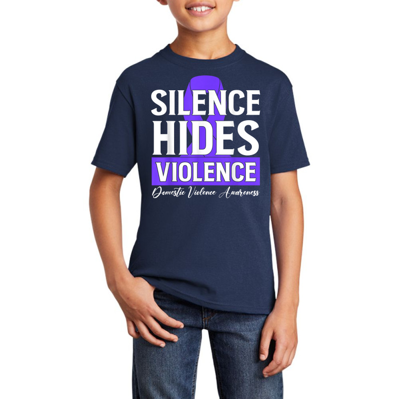 Silence Hides Violence   Domestic Violence Awareness Ribbon T Shirt Basic Youth T-shirt by cm-arts | Artistshot