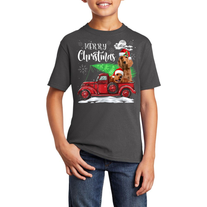 Funny Cocker Spaniel Red Truck Christmas Pajama Basic Youth T-shirt by Sombre | Artistshot