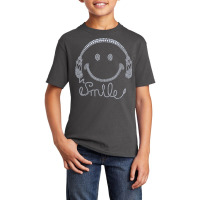 Smile Headphone Rhinestone Design For Woman Birthday Gril Basic Youth T-shirt | Artistshot