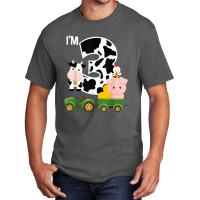 Farm Animals Tractor 3rd Birthday 3 Year Old Birthday Party Basic T-shirt | Artistshot