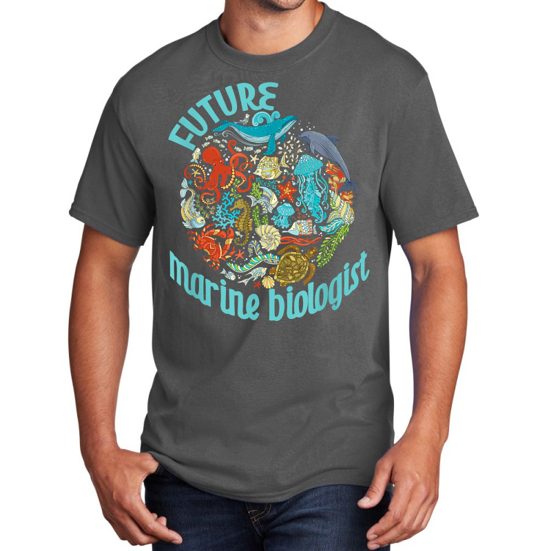 Future Marine Biologist Ocean Life Drawing Whale Octopus Basic T-shirt | Artistshot