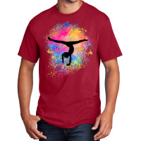 Girls Rainbow Gymnastics Female Gymnast Silhouette Handstand T Shirt Basic T-shirt | Artistshot