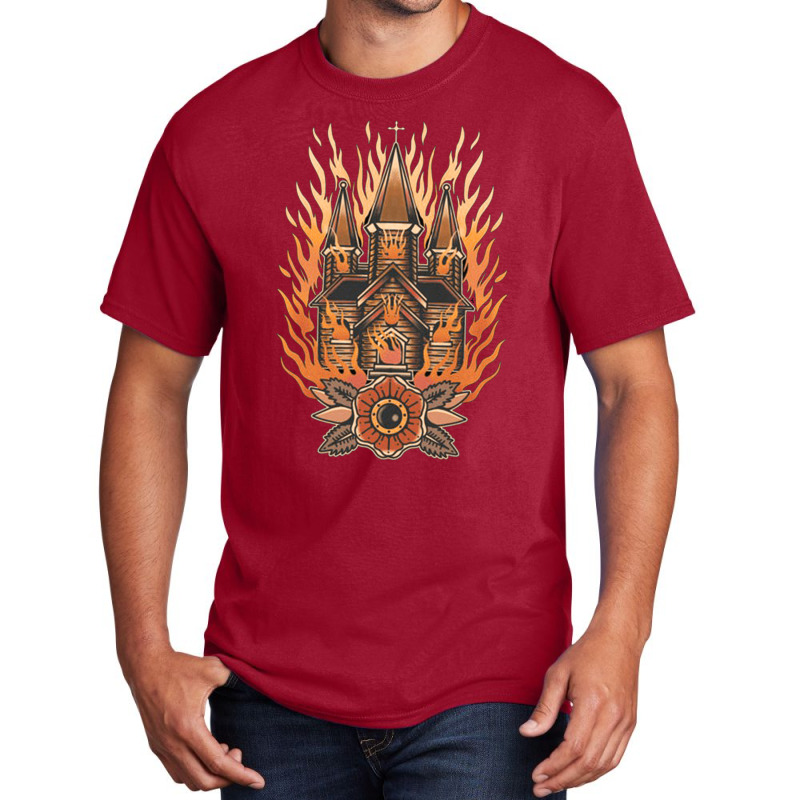 Burning Church, Burning Church Art, Burning Church Vintage, Burning Ch Basic T-shirt | Artistshot