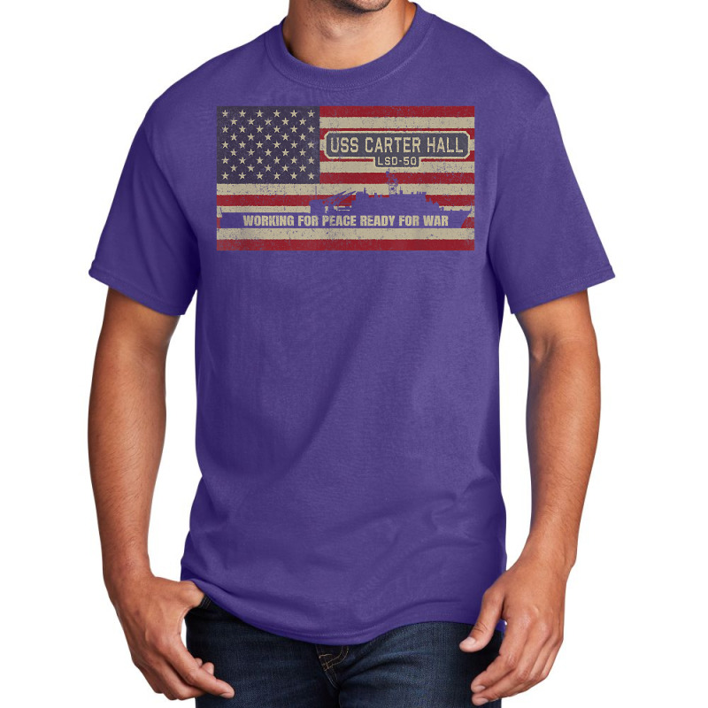 Uss Carter Hall Lsd-50 Dock Landing Ship American Flag Basic T-shirt | Artistshot