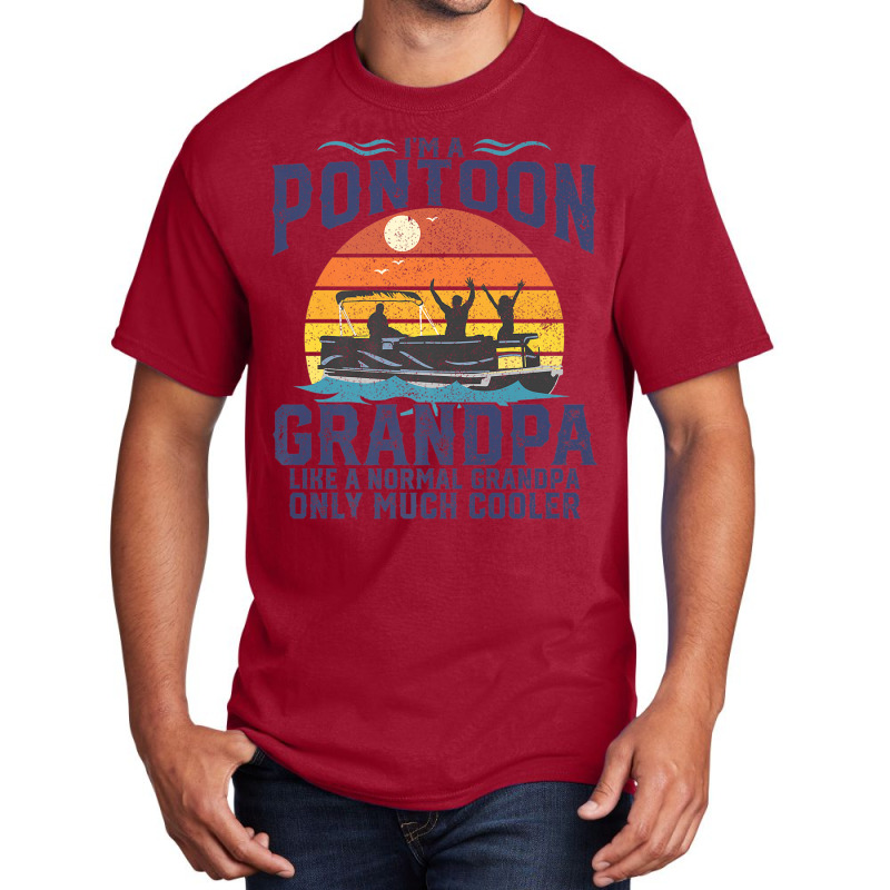 Mens Pontoon Grandpa Captain Retro Funny Boating Fathers Day Gift Prem Basic T-shirt | Artistshot