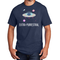 Extra Purrestrial Cat Alien Ufo Martian Ufologist Space Basic T-shirt | Artistshot