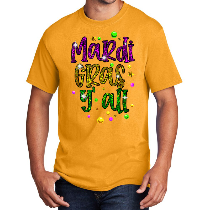 Mardi Gras Y'all Galveston Fun Cute Beads And Mask T Shirt Basic T-shirt by cm-arts | Artistshot