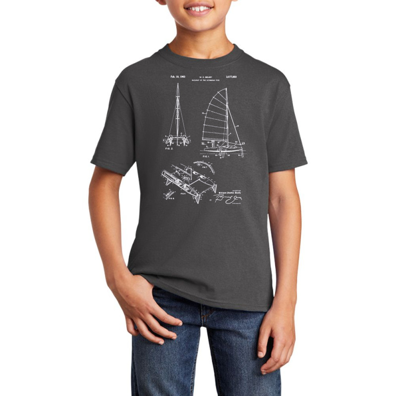 Catamaran Sailboat Patent Print, Catamaran Sailboat Patent, Catamaran, Basic Youth T-shirt by SHOPUYTY | Artistshot