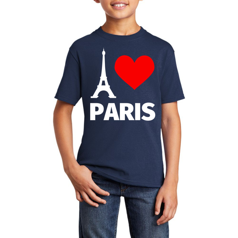 Paris Eiffel Tower Pullover Hoodie   I Love Paris For Girls Basic Youth T-shirt by cm-arts | Artistshot