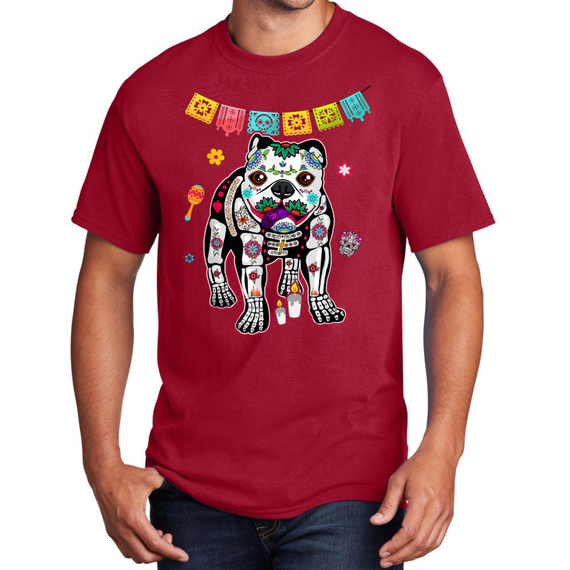 Calavera English Bulldog Dog Dia De Muertos Halloween Day Basic T-shirt by Sombre | Artistshot