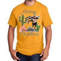 Rodeo Bucking Horse Western Cactus Cowboy Christmas Matching Basic T-shirt | Artistshot