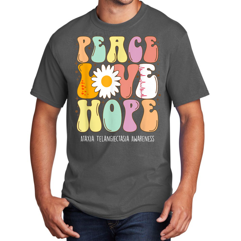 Peace Love Hope Ataxia Telangiectasia Awareness Gift T Shirt Basic T-shirt by cm-arts | Artistshot